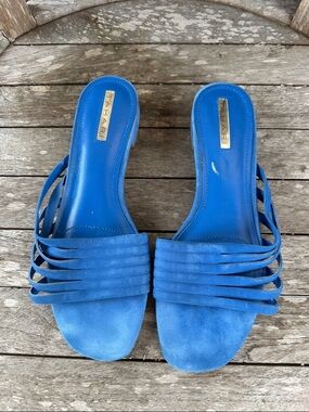 Tahari Cobalt Blue Multi-Strap Slide Mules 8